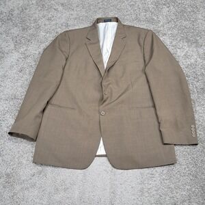 Stafford Essentials Mens 46L Brown‎ Two Button Blazer Sport Coat Jacket 46 Long